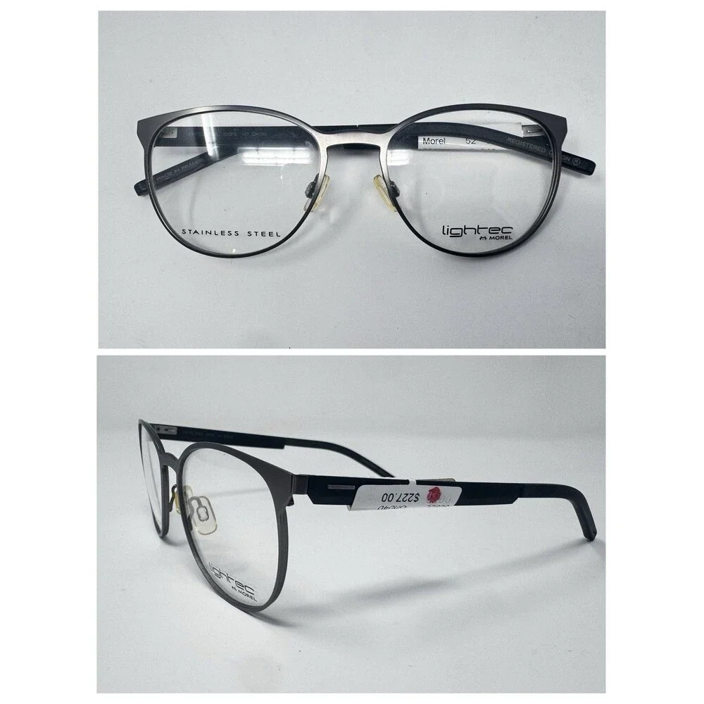 Morel Lightec 8092L 52-18-140 Eyeglass Frames Gunmetal Black France